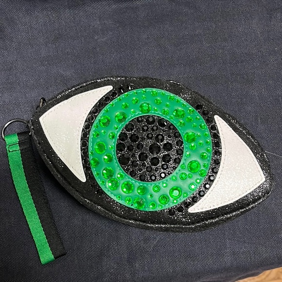 Bath & Body Works Handbags - Bath & Body Works Eye-Shaped Black and Green Clutch NWT